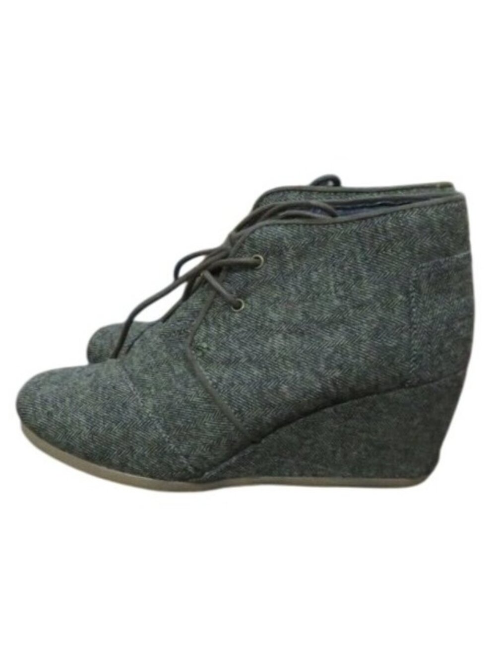 Toms Blue Chambray Desert Wedge Ankle Boots Booties Size 8